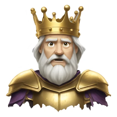 Vintage King hamlet old man big beard gold crown wearing armour fading ghost hands out trapped melting into wisps sticker