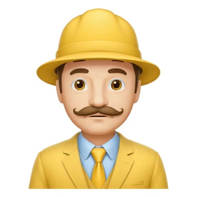 middle aged mobster with yellow colored suit and hat and mustache sticker