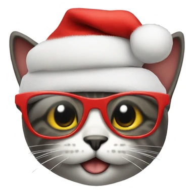 Cat with sunglasses wearing a Santa hat  sticker