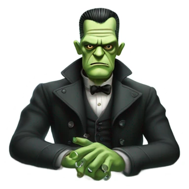 Frankenstein playing poker sticker