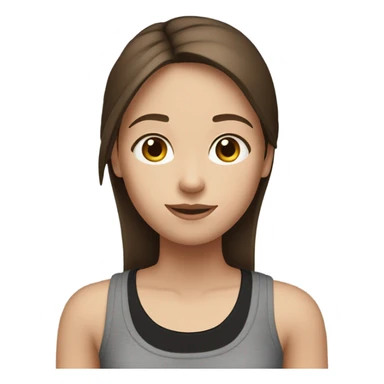 brown straight hair girl white skin black tank top  sticker