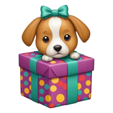 Dog in wrapped new yaer sticker