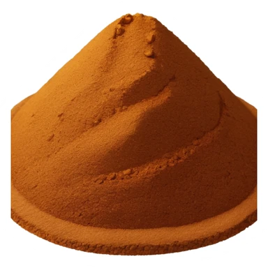 garam masala powder, small mound or scatter, rich brown, fine to grainy texture, warm brown to deep cinnamon, subtle specks, natural irregular shape, clean 3D, soft shadows, transparent background, emoji scale sticker