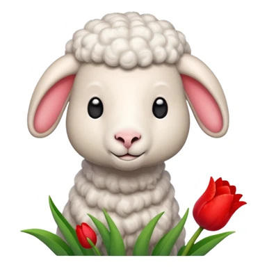 Oveja con un tulipán Al lado sticker