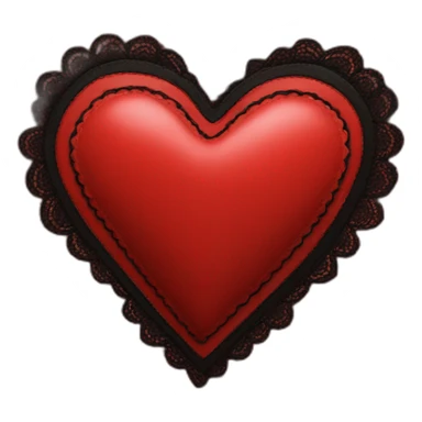 Red leather heart with black lace border sticker