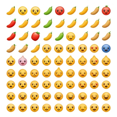 Find the different emoji.
2 food emojis.
Tiny detail change.
No faces, no expressions.
Simple layout. sticker