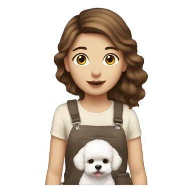 Girl brown hair with dog bichon sticker