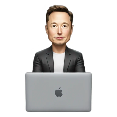 elon musk sitting using macbook sticker