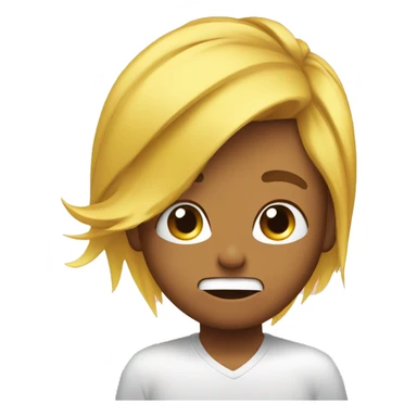 yello emoji swooping hair behind ear in embarrassment sticker