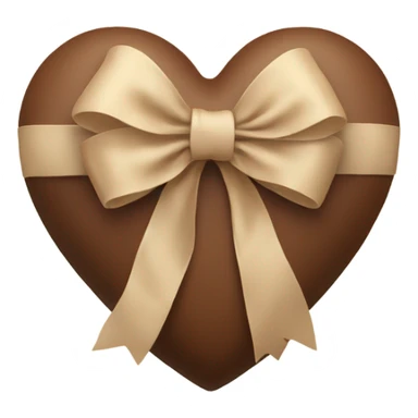 Brown heart with a beige bow sticker