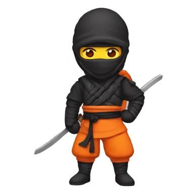 ninja with clothe orange holding action figure sticker