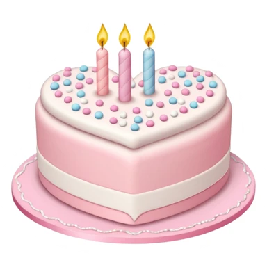 heart shaped birthday cake, pastel pink and white layers, cute design sticker