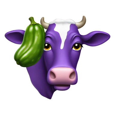Purple cow eating pickle sticker