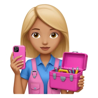nig girly cellphone with a pink mini toolbox sticker