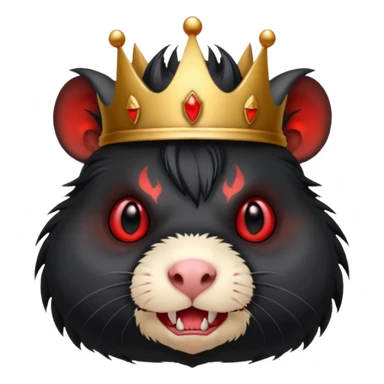 evil black guinea pig, red eyes, demon crown, sharp teeth sticker