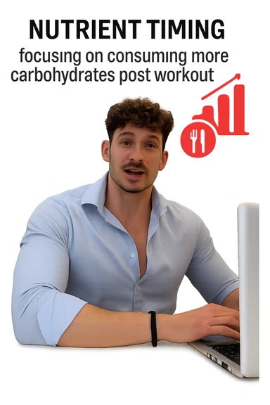 Uomo che sfrutta un timing di nutrienti per mangiare più carbo post workout sticker