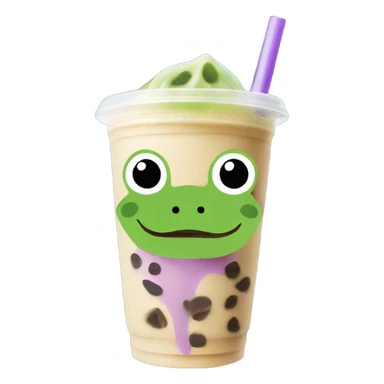 Green frog with taro bubble tea sticker