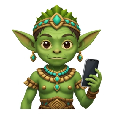 goblin with mayan custome dress and smartphone sticker
