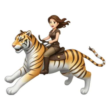 brown hair women riding Battle tiger sticker