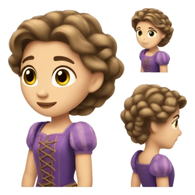 rapunzel with short brown hair sticker