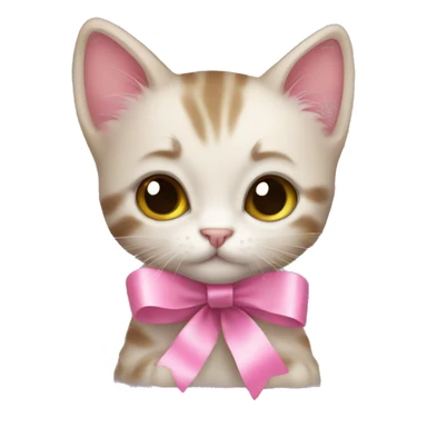 Kitten with pink ribbon sticker