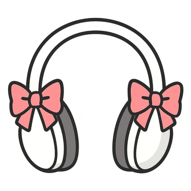 flat toon style white headphones with pink bows sticker