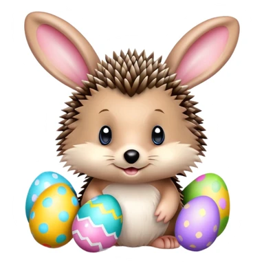 Hedgehog w Easter eggs and bunny ears sticker