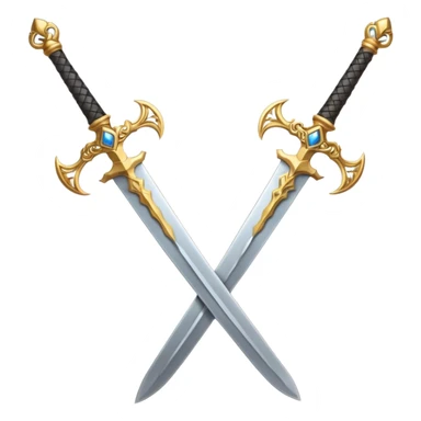 Two Golden royal swords with gold blades and gold handel sticker