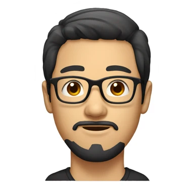 Asian Guy with long black hair and square glasses and black beard sticker