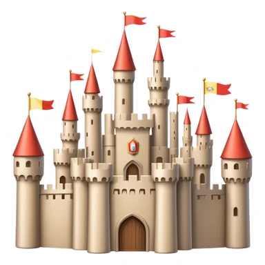 Beige Fantasy castle with tall towers and flags sticker
