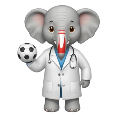 Soccer playing elephant which wears doctor's white coat. sticker