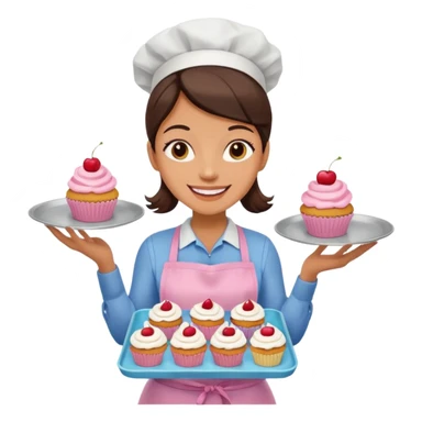 
Woman holding tray of cupcakes

 sticker