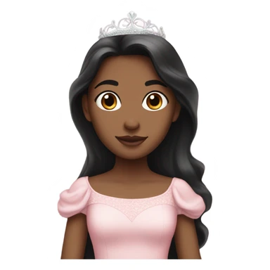 Princess white skin Long dark hair light pink dress sticker