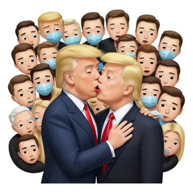 donald trump kissing elon and a bunch of people sick sticker