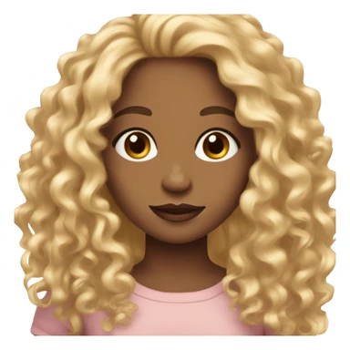girl with light skin, blush, hazel eyes, long gold hair with beautiful curls on the ends sticker