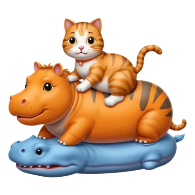 cat on hippo sticker