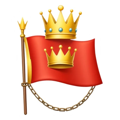 red flag with a crown over  with a yellow square chains inside sticker