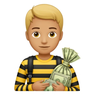 A Robber that just robes a bank** and that has yellow and black stripes that has a bag with money inside sticker