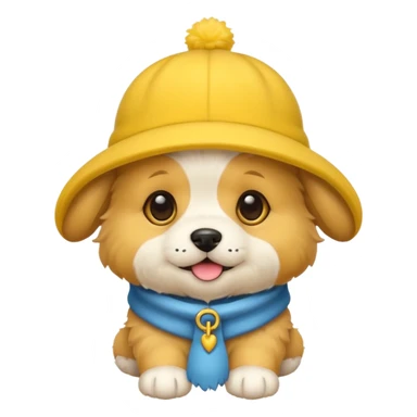 puppy yellow dog with hat yellow sticker