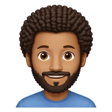 Medium brown skin man with beard and a tiny curly  Afro fade with dark dark brown eyes  sticker