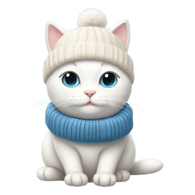 white cat using winter clothes sticker
