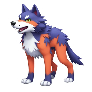 Edgy Colorful Digimon-Fakemon-Wolf full body sticker