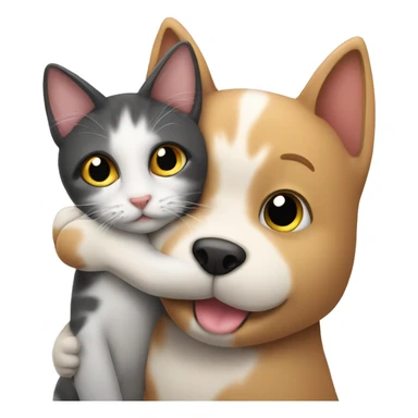 dog hugging a cat sticker
