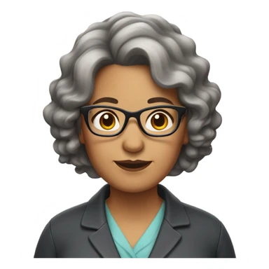 Woman in her fifties brown and gray wavy hair with glasses, overweight  sticker