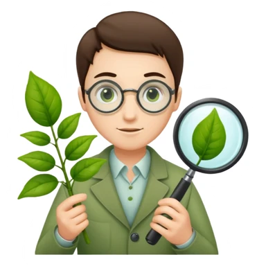 eine Pflanze mit einer Lupe kontrolliert bzw gecheckt wird ohne mensch sticker