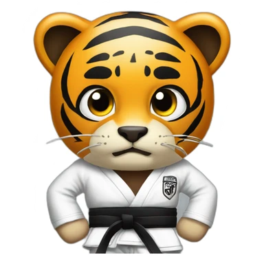 Tiger with evil face  jiu-jitsu black belt with his arms crossed sticker