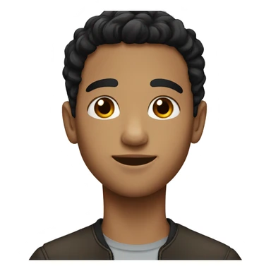 a boy with black hair and brown eyes an culy hair sticker