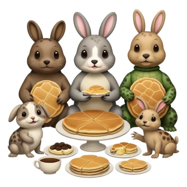 Seal, dog, bunny, turtle eating pancakes in 1 image sticker