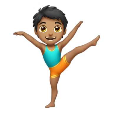 Indian boy, happy, gymnastics, sticker