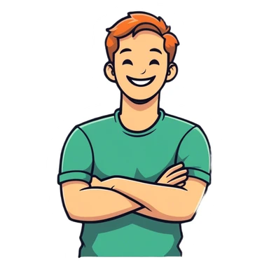 Arms crossed holding neck laughing guy  sticker